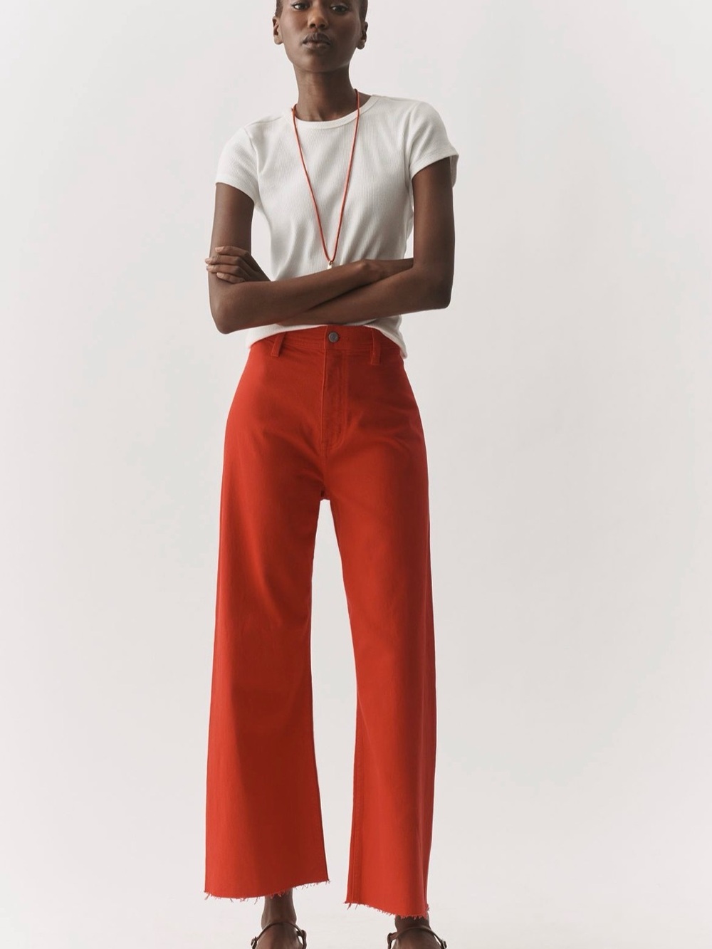 Pistola “Penny” High-Rise Crop Wide Leg Jeans — Chili — Sz 25 — Like New
